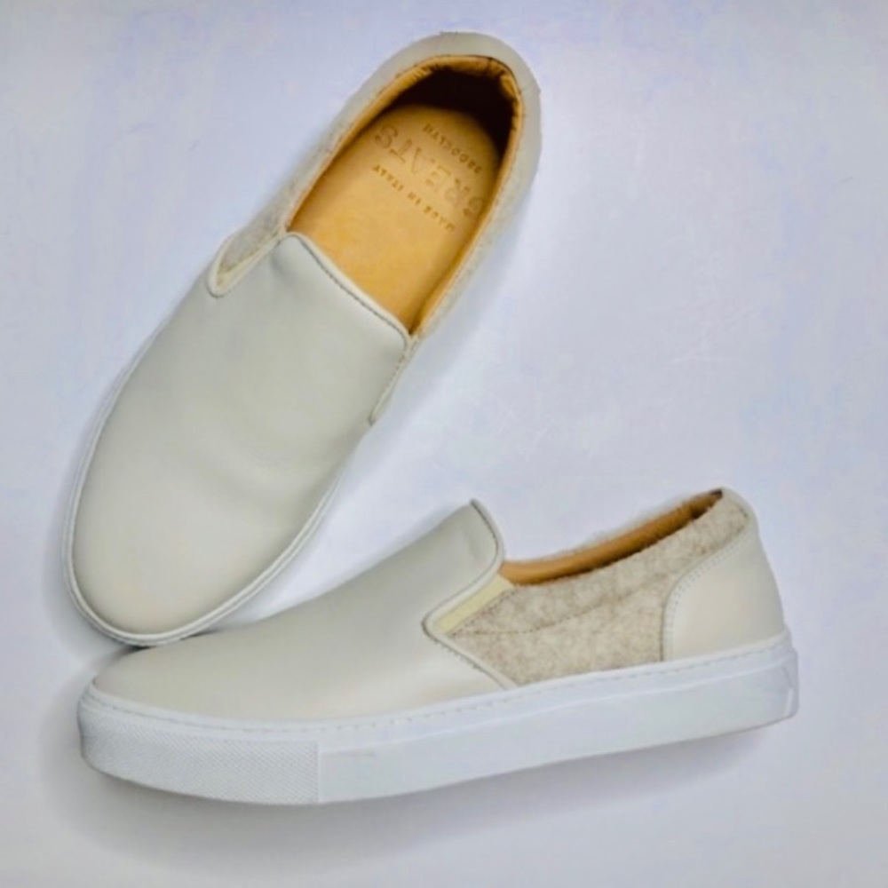 GREATS The Wool Wooster Cream Slip On Sneakers 9